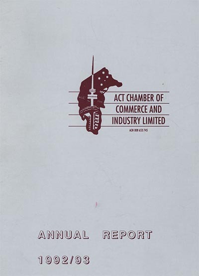 Cover of the 1992 Canberra Chamber of Commerce Annual Report