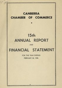 Cover of the 1948 Canberra Chamber of Commerce Annual Report